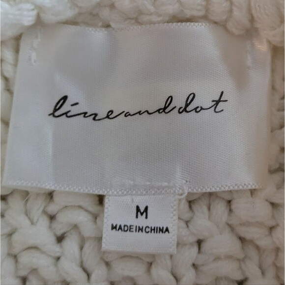 Lime And Dot Cozy Cable Knit Fringe Puff Sleeve Sweater Cream White M Medium - Picture 5 of 6